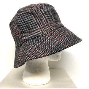 Scala Handmade Bucket Women's Hat Houndstooth Black Red Lined NWT